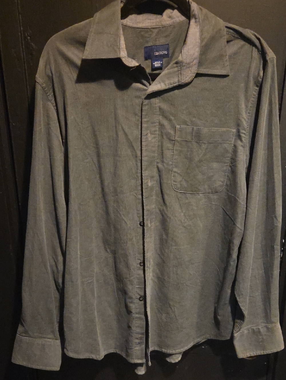Basic Editions Corduroy Button-Up Shirt in Gray